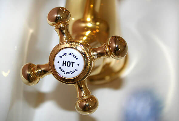 Hot water running from a bathroom tap